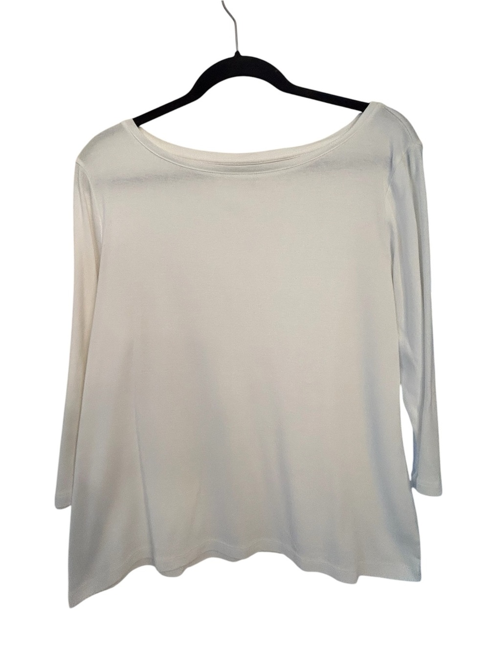 Talbots White Pima Cotton Tee 3/4 Sleeves Size XL